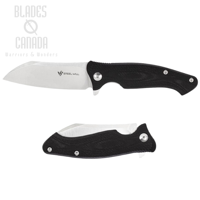 Steel Will Nutcracker Flipper Folding Knife, N690Co Satin, G10 Black, F24-10